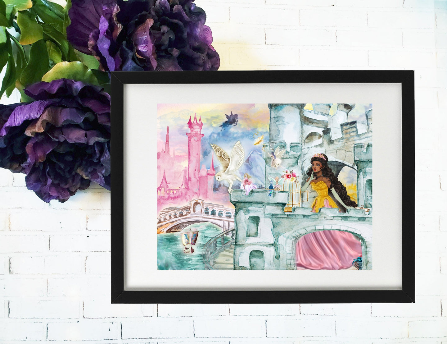 Fairytale Mashup - Rapunzel, Thumbelina - 5x7 Art Print